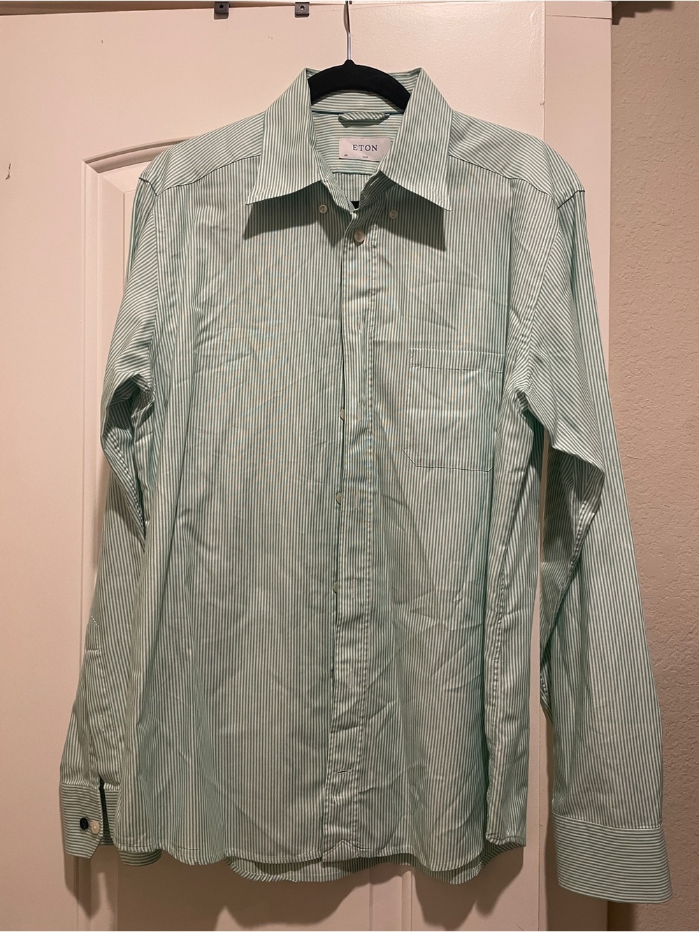 Eton Men's Green Pinstripe Dress Shirt